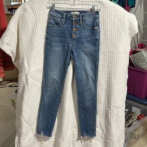 Madewell 10" High-Rise Button Fly Skinny Jeans Chewed Hem Edition